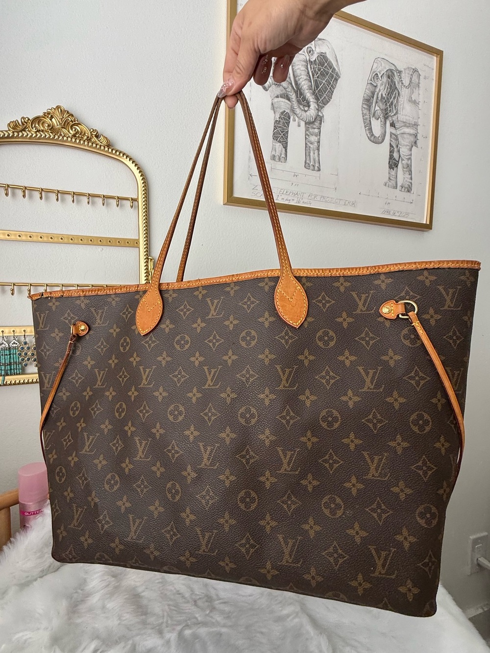 Louis Vuitton Monogram Canvas Neverfull GM Tote Bag in Brown